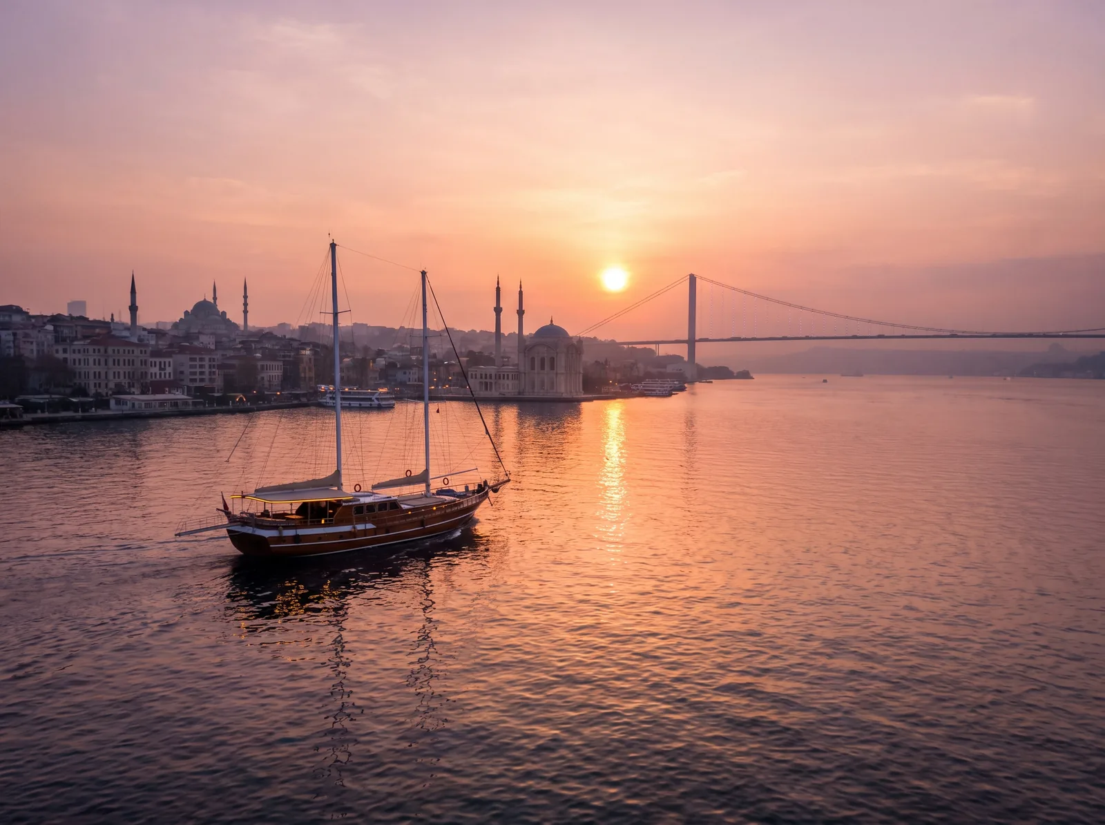 Evening view of the Bosphorus strait in Istanbul